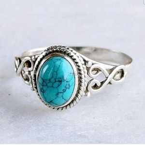 Men’s and women’s Turquoise Decor Ring, Zinc Alloy, Fashion Jewelry Ring 8-9